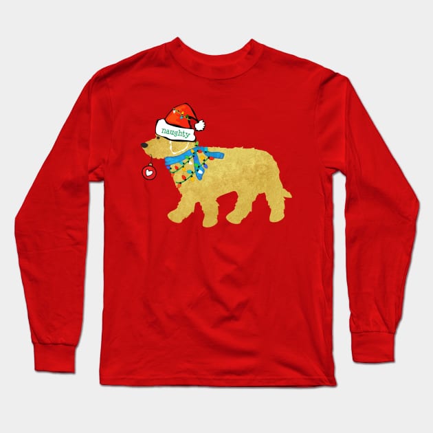 Christmas Goldendoodle Naughty Dog Long Sleeve T-Shirt by EMR_Designs